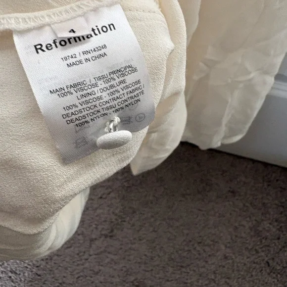 Reformation Zarrah Ivory Wedding Dress Cutout Maxi Size 4 - Picture 6 of 7